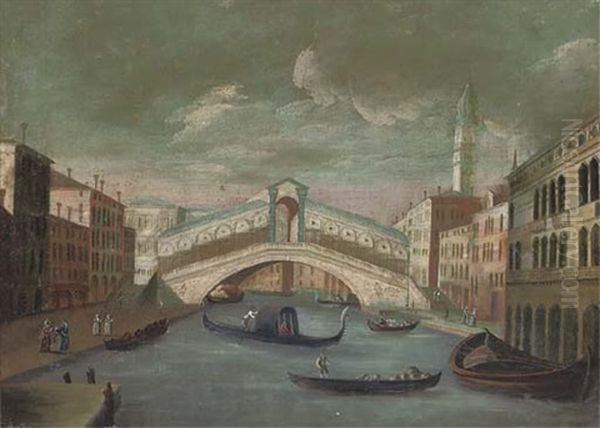 The Grand Canal, Looking Towards To The Rialto Bridge, Venice Oil Painting by Joseph The Elder Heintz