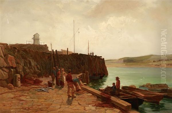 Bringing In The Day's Catch Oil Painting by Arnold Helcke