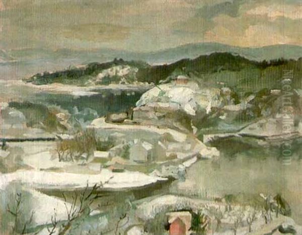 Winter Landscape Oil Painting by Knute Heldner