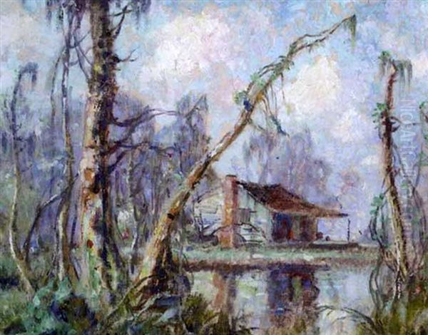 Cabin On The Bayou Oil Painting by Knute Heldner
