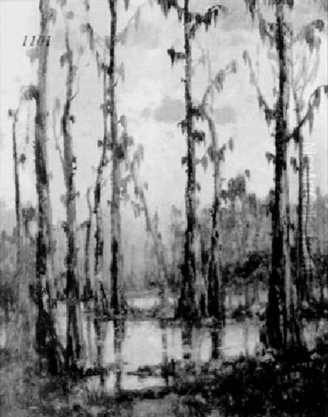 Louisiana Cypress Swamp Oil Painting by Knute Heldner