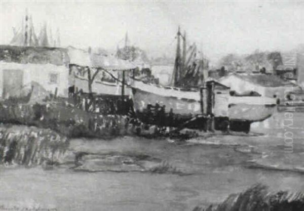 Shrimp Boats, St. Augustine, Florida Oil Painting by Knute Heldner