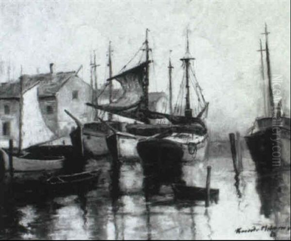 Fishing Boats Oil Painting by Knute Heldner