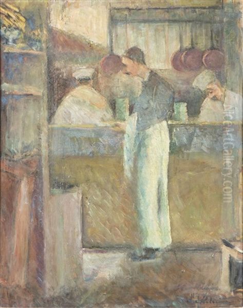 Kitchen Interior Oil Painting by Ester Helenius