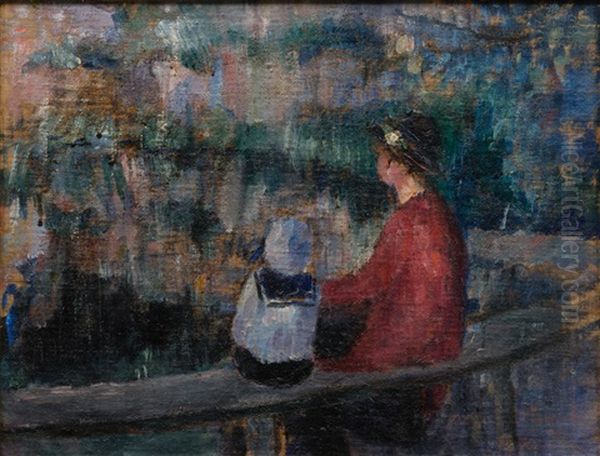 Mother With Son In The Park Oil Painting by Ester Helenius