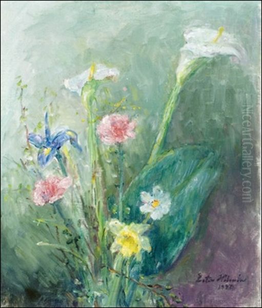 Kukka-asetelma Oil Painting by Ester Helenius