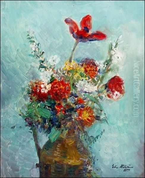 Kukka-asetelma Oil Painting by Ester Helenius