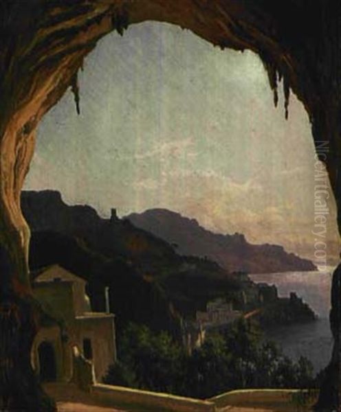 Strasse Bei Amalfi Oil Painting by Julius Edward W. Helfft