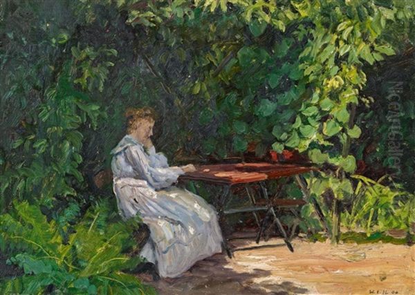 Margarethe Ter Hell Im Garten Oil Painting by Willy Ter Hell