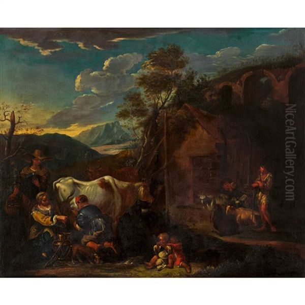 Bauerliche Szenerie Oil Painting by Dirk Helmbreker