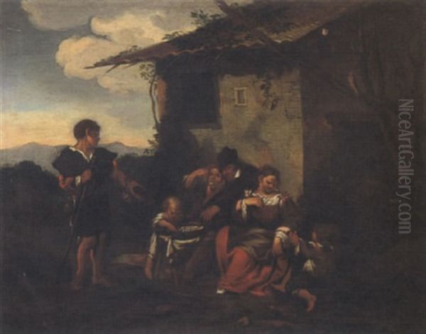 Scena Di Genere Oil Painting by Dirk Theodoor Helmbreker