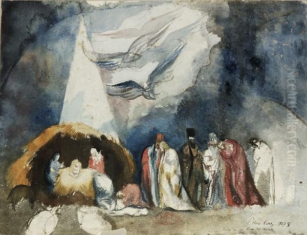 In Castagno, Sformellata, Decorata A Borchie E Tirante In Ferro Battuto, Xvii Sec., Cm. H. 188x92 Oil Painting by Arthur Alexander Bante