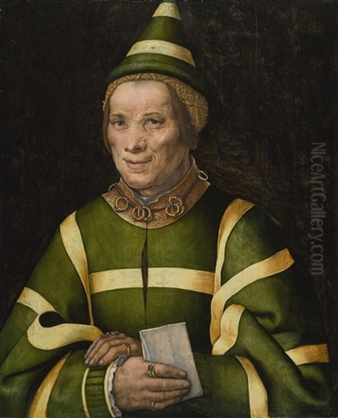 Portrait Of Elisabet, Court Fool Of Anne Of Hungary Oil Painting by Jan Sanders (Jan van) Hemessen
