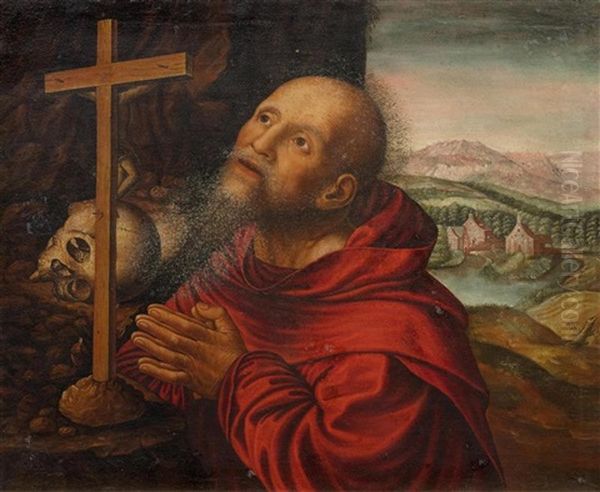 Saint Jerome Oil Painting by Jan Sanders (Jan van) Hemessen