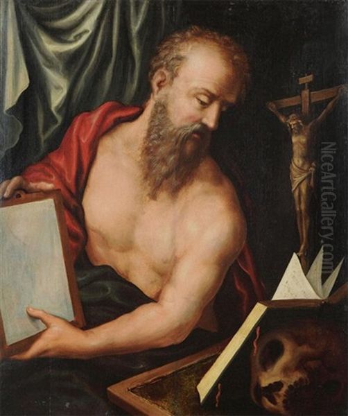 Saint Gerome Oil Painting by Jan van Hemessen
