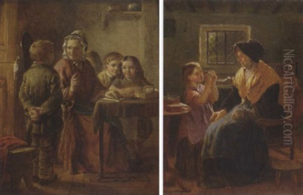 Threading The Needle Oil Painting by William Hemsley