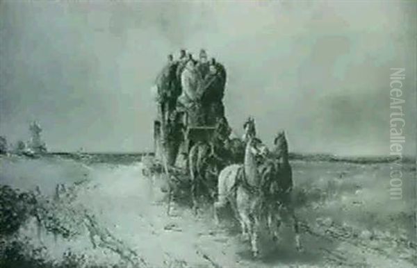 A Mail Coach On An Open Road Oil Painting by Charles Cooper Henderson