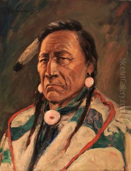 Portrait Of An Indian Chief Oil Painting by James Henderson