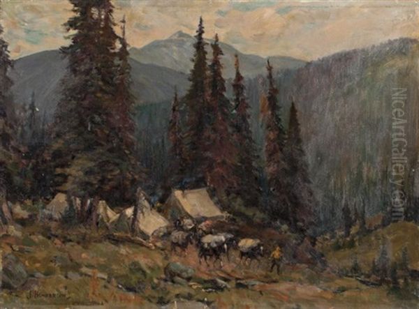 Rocky Mountain Encampment Oil Painting by James Henderson