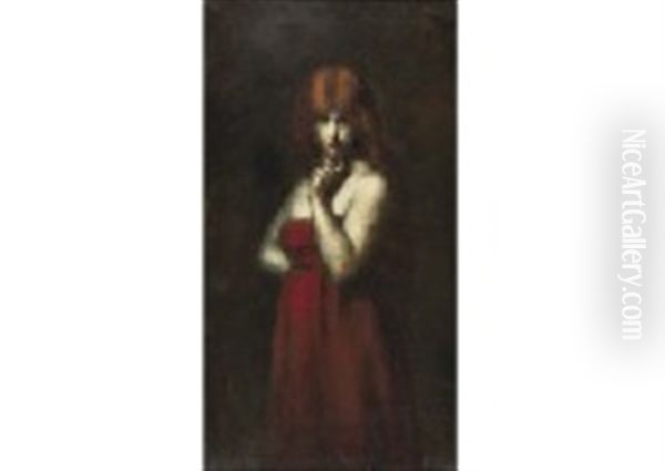Jeune Femme Oil Painting by Jean Jacques Henner