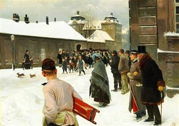 Vagtparaden Traekker Op Oil Painting by Erik Ludwig Henningsen