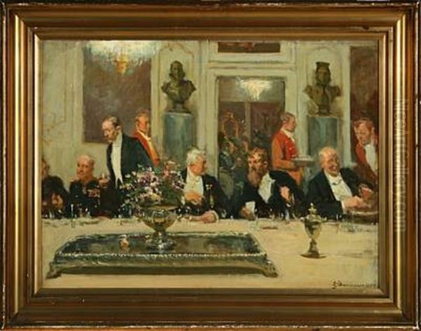 Folkets Maend. Tidsbillede Oil Painting by Erik Ludwig Henningsen