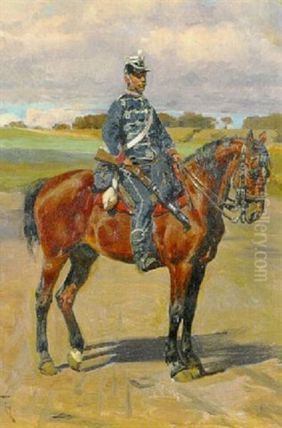 Garderhusar Til Hest Oil Painting by Frants Peter Didrik Henningsen