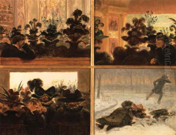 The Artist's Commentary On Women's Hats Oil Painting by Edward Lamson Henry