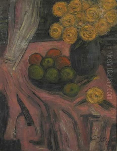 Apples, Oranges And Marigolds Oil Painting by Grace Henry