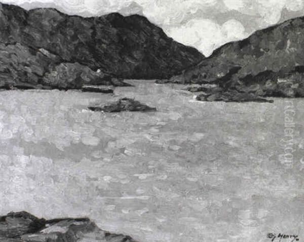 An Irish Lough Oil Painting by Grace Henry
