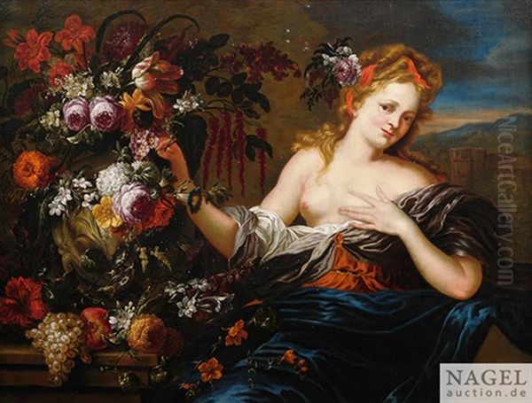Flora Als Allegorie Des Fruhlings Oil Painting by Jacobus Melchior van Herck