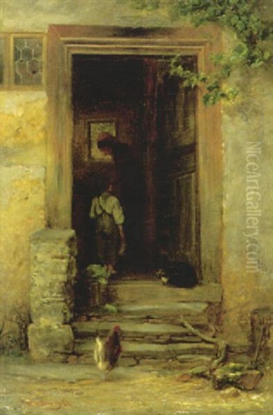 Blick In Bauernkuche In Kronberg Oil Painting by Jakob Herdling