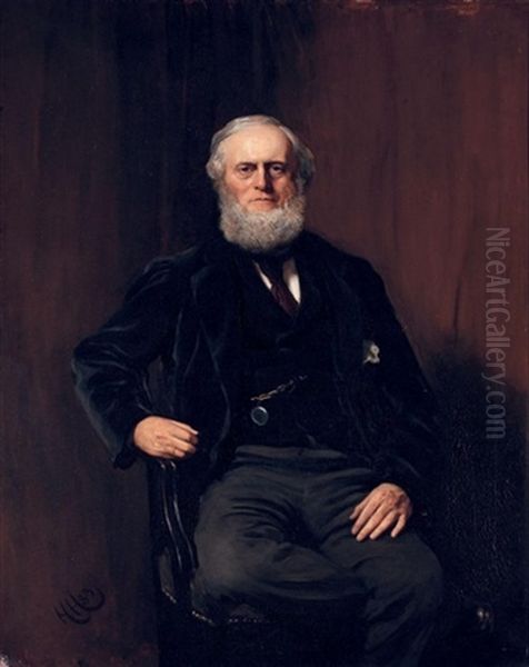 Portrait Of Rt. Hon. Edward Hugessen-knatchbull, 1st Baron Brabourne Oil Painting by Sir Hubert von Herkomer