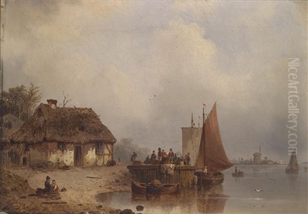 An Der Mole Oil Painting by Ludwig Hermann