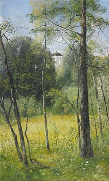 Parklandskap Med Lofstad Slott Oil Painting by Olof Hermelin