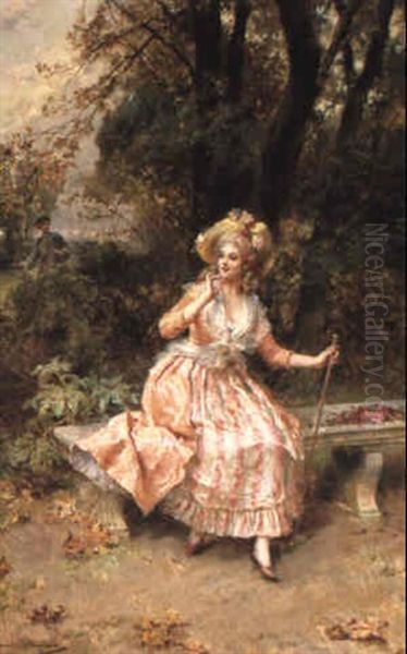 Encounter In The Park Oil Painting by Daniel Hernandez Morillo