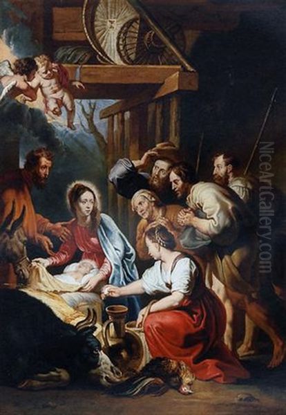 The Adoration Of The Shepherds Oil Painting by Willem van Herp the Elder
