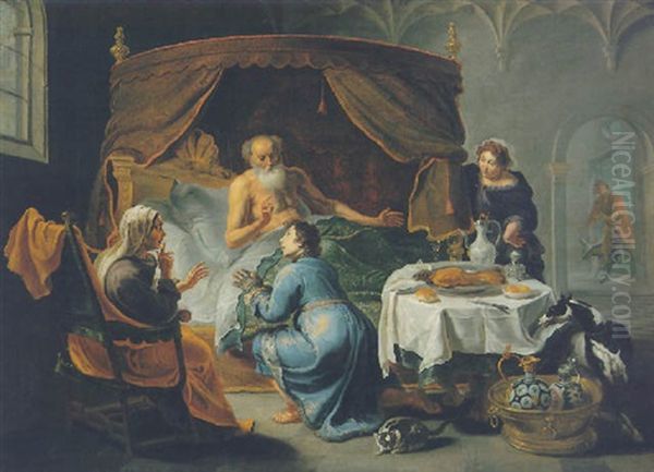 Isaac Blessing Jacob Oil Painting by Willem van Herp the Elder
