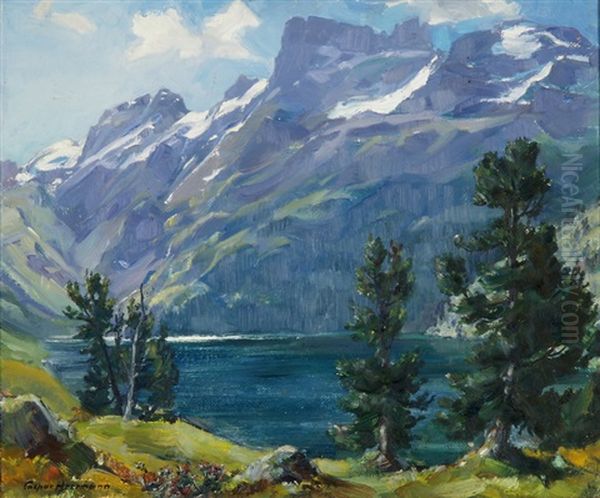 Engstlensee Oil Painting by Caspar Josef Herrmann