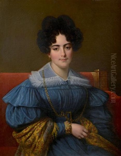 Portrait De Femme Oil Painting by Louise Marie Jeanne Hersent