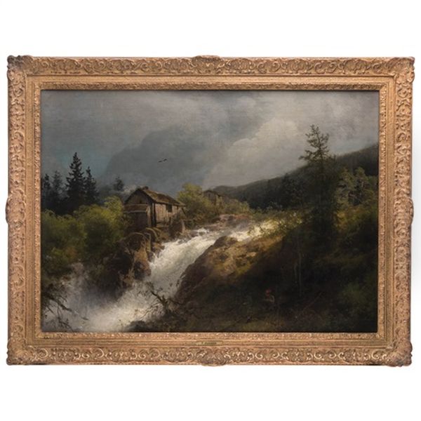 Paisaje Con Cascada Oil Painting by Hermann Herzog