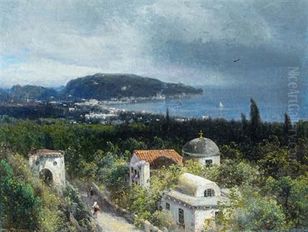 Mediterranean View Oil Painting by Hermann Herzog