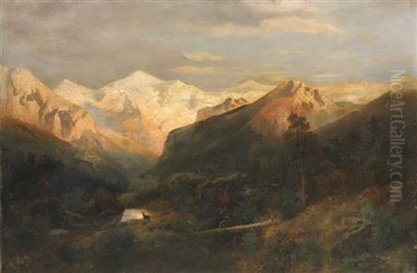 In The Rockies Oil Painting by Hermann Herzog
