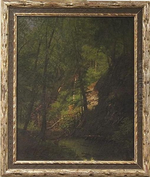 Forest Interior With Deer Oil Painting by Hermann Herzog