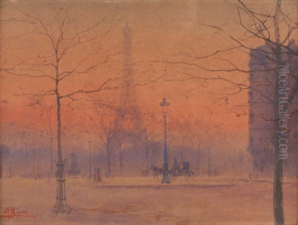 Champ De Mars, La Tour Eiffel Oil Painting by Antoine Barbier