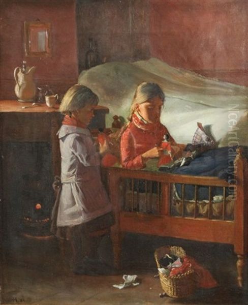 Opening The Presents Oil Painting by Hans Andreasen Hessellund