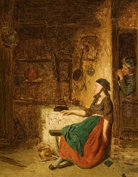 Interieurszene Oil Painting by Theodore Bernard de Heuvel