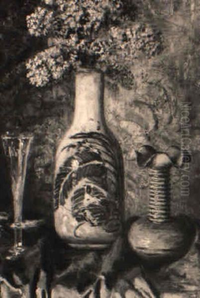 Stilleben Mit Fliederstraus In Japanischer Vase Oil Painting by Karl Heyden
