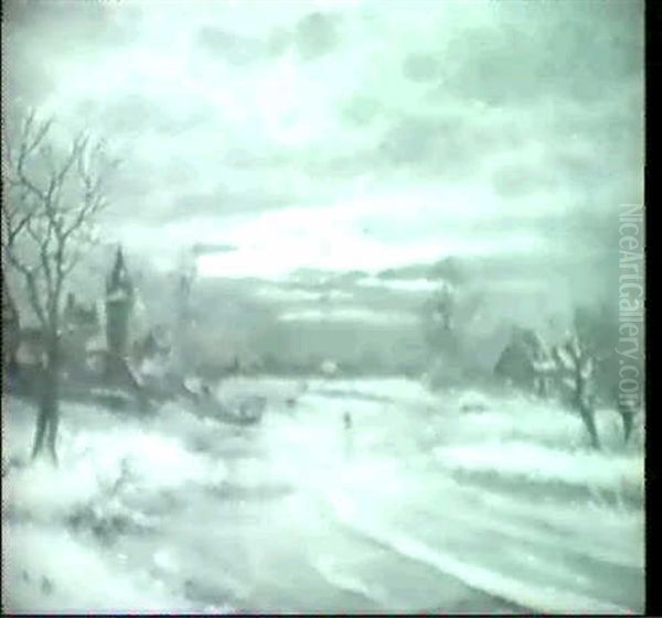 Eisvergnugen. Oil Painting by Friedrich Josef Nicolai Heydendahl