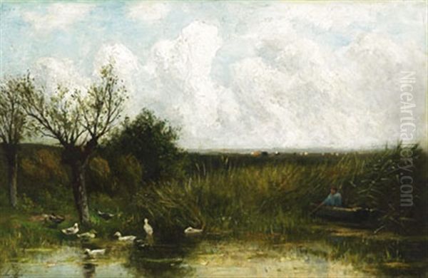 In't Polderland Oil Painting by Marius Heyl